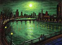 Thames Bridges by Moonlight 2 by John  Duffin